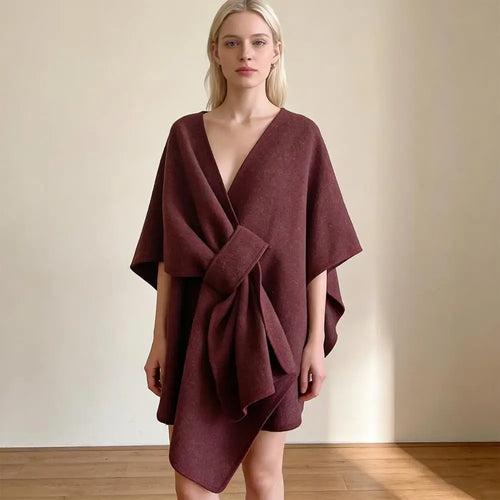 Femme qui porte Le Châle Oniria en Bordeaux, croisé devant